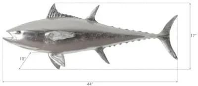 bluefin tuna fish wall sculpture, resin, silver leaf