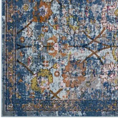 Minu Distressed Floral Lattice 5x8 Area Rug