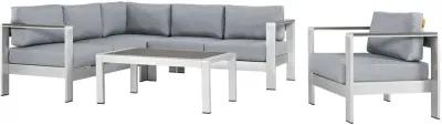 Shore 5 Piece Outdoor Patio Aluminum Sectional Sofa Set