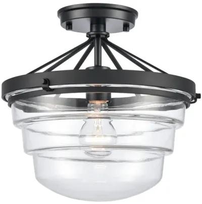 Boyer 12" Wide 1-Light Semi Flush Mount - Matte Black