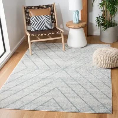 ADIRONDACK Contemporary Light Grey / Light Blue 6' X 6' Round Powerloomed Rug