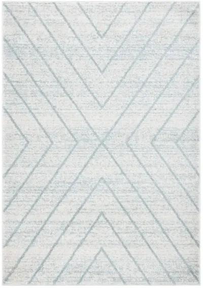 ADIRONDACK Contemporary Light Grey / Light Blue 6' X 6' Round Powerloomed Rug