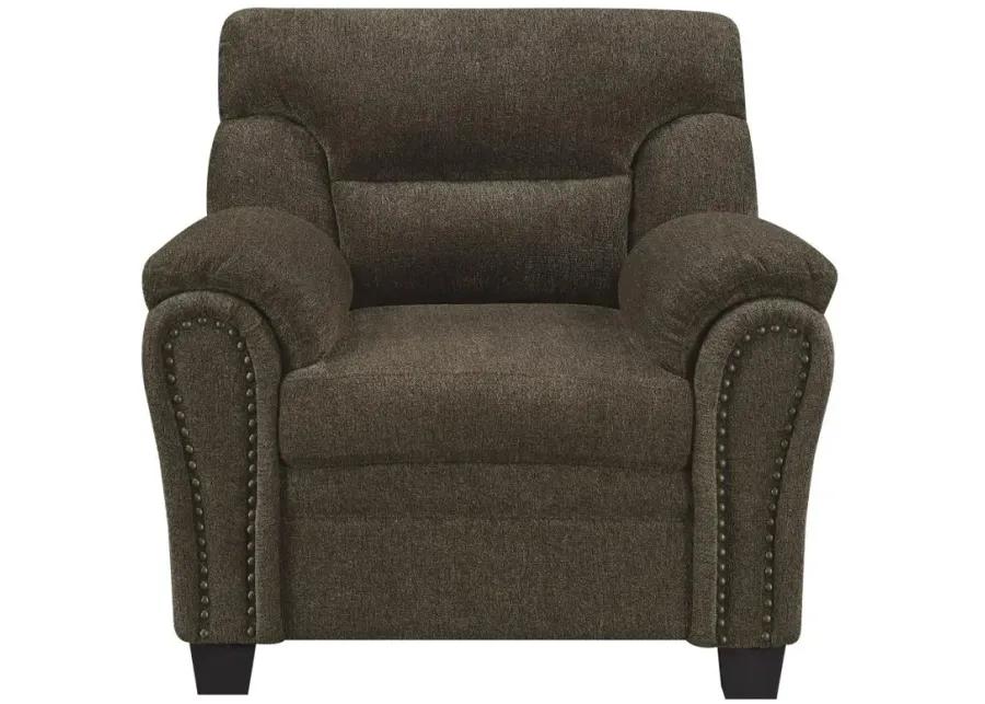 Clementine Upholstered Chair with Nailhead Trim Brown