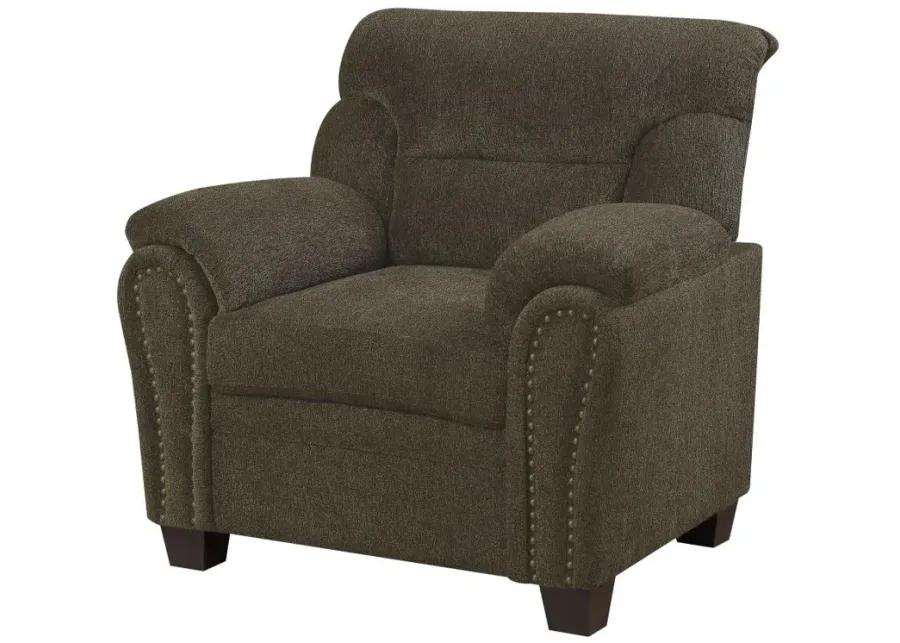 Clementine Upholstered Chair with Nailhead Trim Brown