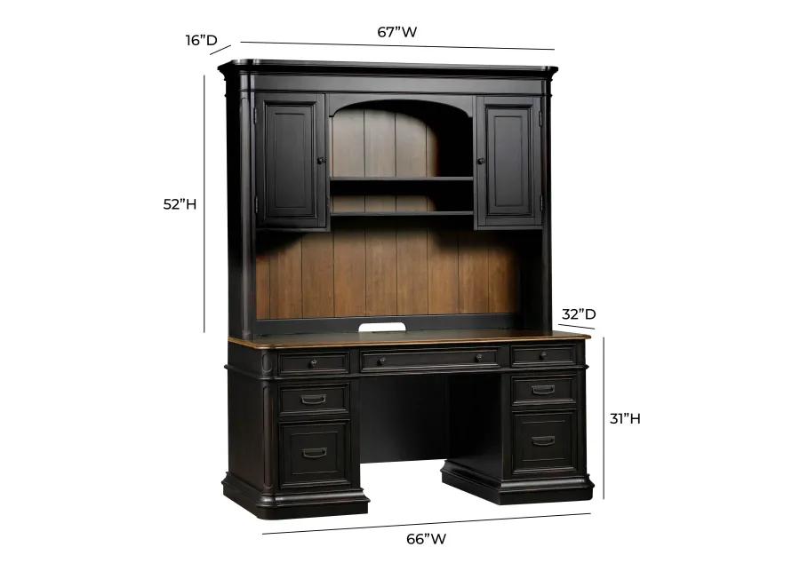 Roanoke Black Credenza & Hutch SET