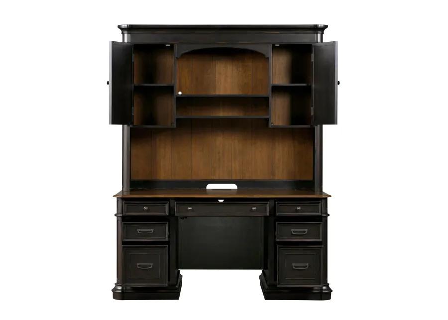 Roanoke Black Credenza & Hutch SET