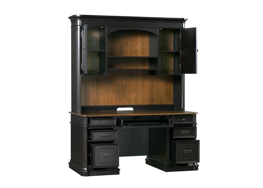 Roanoke Black Credenza & Hutch SET