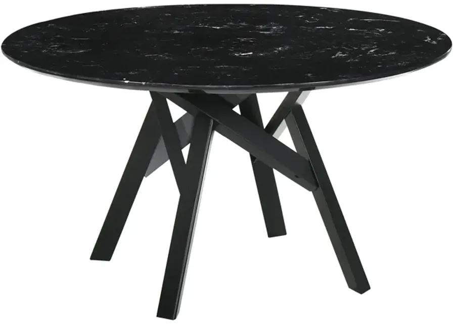 Venus and Lima 5 Piece Black Marble Round Dining Set