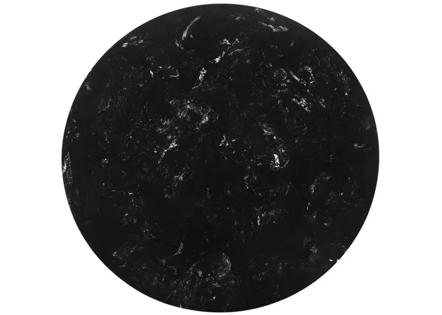 Venus and Lima 5 Piece Black Marble Round Dining Set