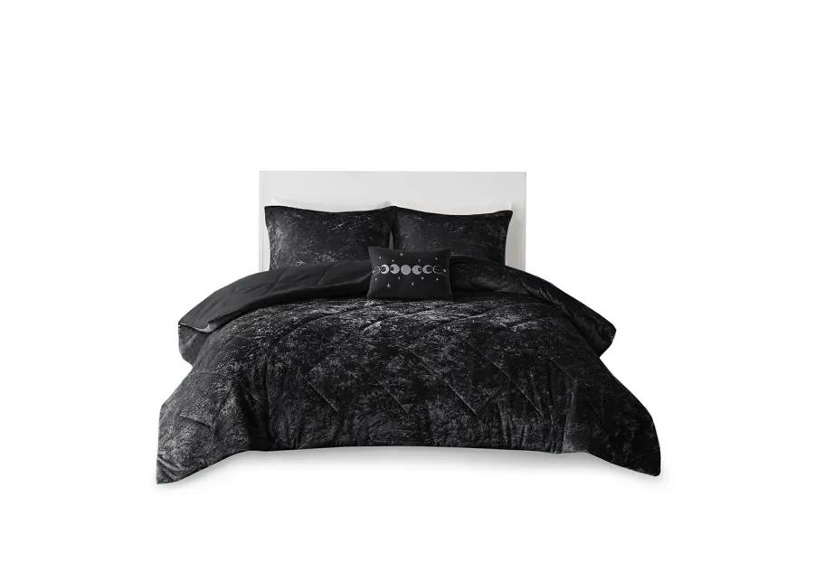 Intelligent Design Felicia Black Velvet Comforter Set