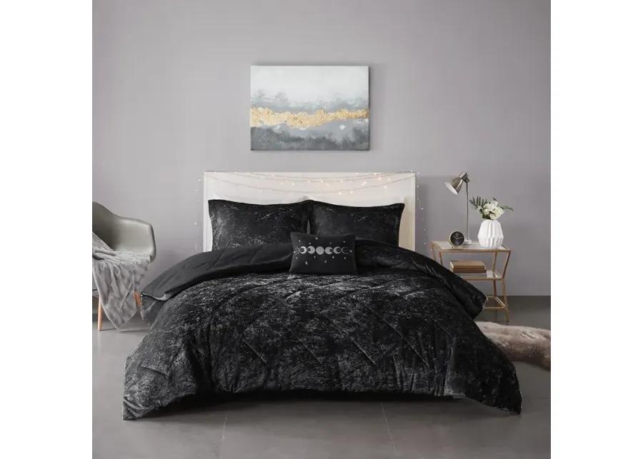 Intelligent Design Felicia Black Velvet Comforter Set