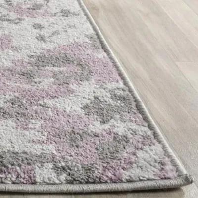 Adirondack Contemporary Light Grey / Purple 6' X 6' Round Powerloomed Rug