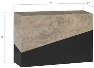 geometry console table, gray stone