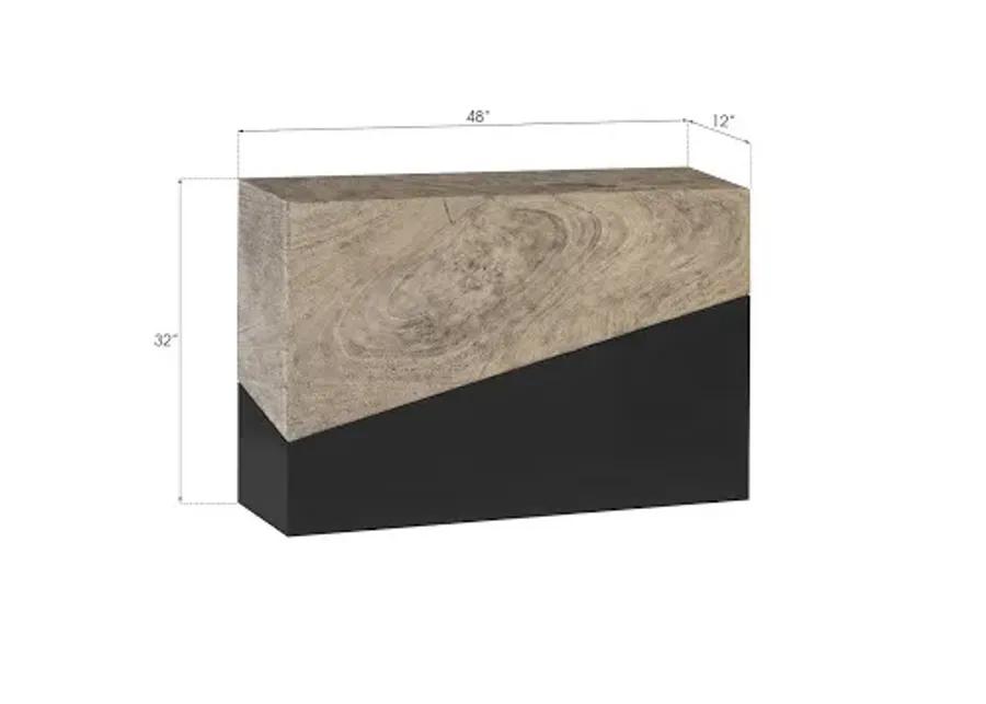 geometry console table, gray stone