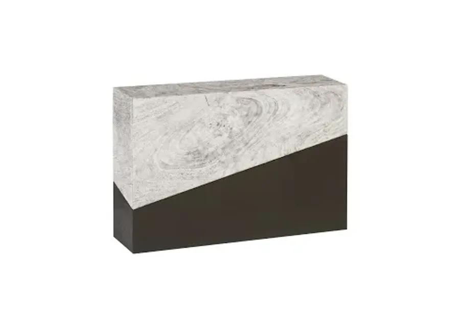 geometry console table, gray stone