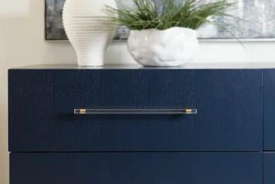 Argento Six Drawer Dresser in Navy Blue and Burnished Brass (2024)