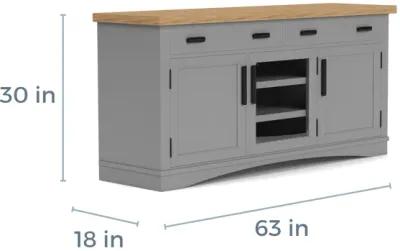 Americana Media Console in Gray, 63 Inch