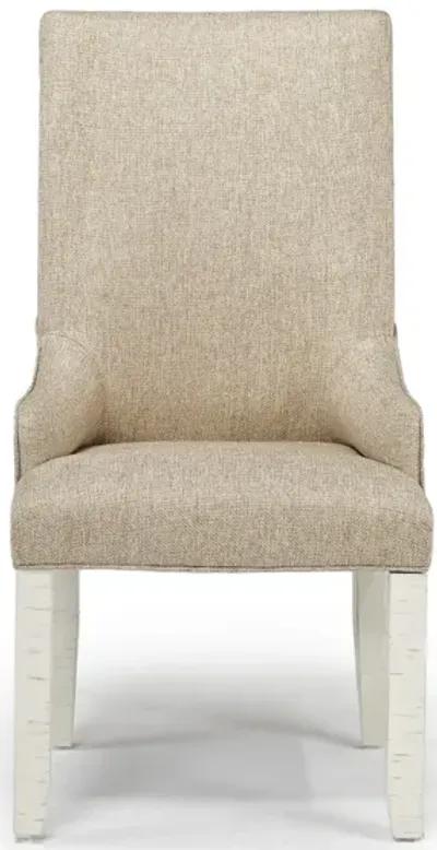 Stone Arm Chair in White, Upholstered