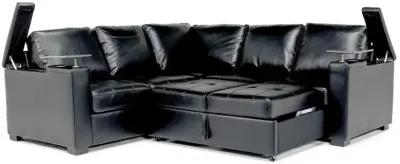 Luigi Full Tux Sleeper Sectional w/ USB Charger in Black, Right Facing