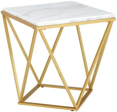 Conner End Table in Marble/Gold