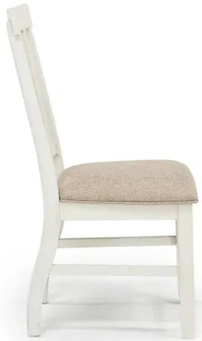 Stone Side Chair in White, Upholstered Slat