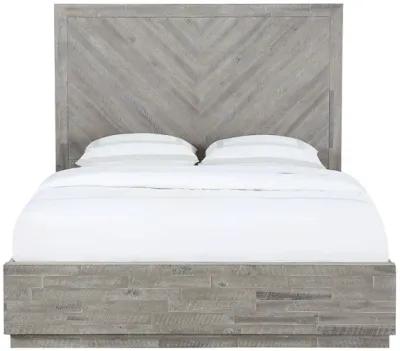 Herringbone Panel Bed w/ Storage in Gray, Eastern King