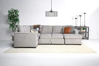 Luigi Full Pullout Tux Chaise Sectional w/ USB Charger in Gray, Right Facing