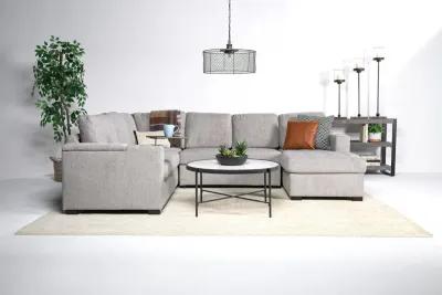 Luigi Full Pullout Tux Chaise Sectional w/ USB Charger in Gray, Right Facing