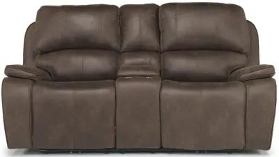 Brookings 2 Power Console Loveseat in Brown