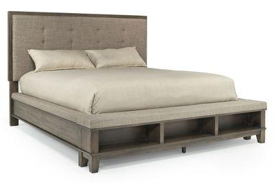 Cagney Upholstered Panel Bed w/ Storage in Gray, Eastern King