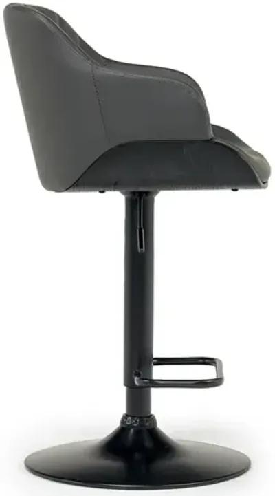 Toby Adjustable Swivel Barstool in Black & Gray