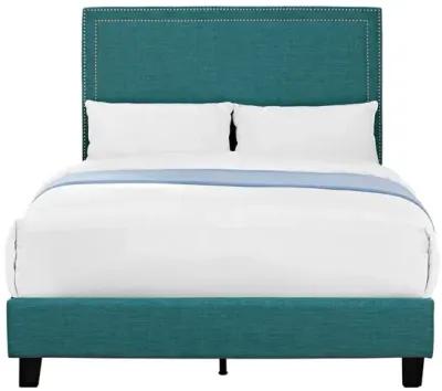 Emery Upholstered Bed in Teal, Full