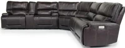 Oslo 3 Piece 3 Power Sectional in Dark Brown Leather