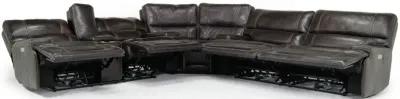 Oslo 3 Piece 3 Power Sectional in Dark Brown Leather