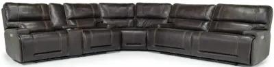 Oslo 3 Piece 3 Power Sectional in Dark Brown Leather