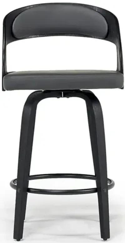 Shelly Counter Height Swivel Stool in Black & Gray