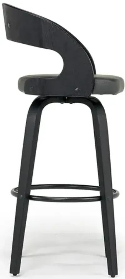 Shelly Swivel Barstool in Black & Gray