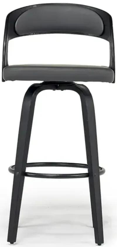 Shelly Swivel Barstool in Black & Gray