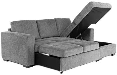 Claire Full Pullout Sofa Chaise in Posh Smoke, Right Facing