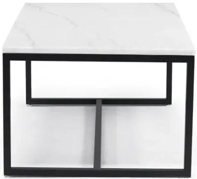 Torin Coffee Table in White Marble/Black