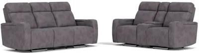 Rhys 2 Power Sofa & Console Loveseat in Gray