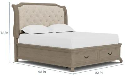 Bellamy Sleigh Bed w/ Storage in Light Gray, Eastern King