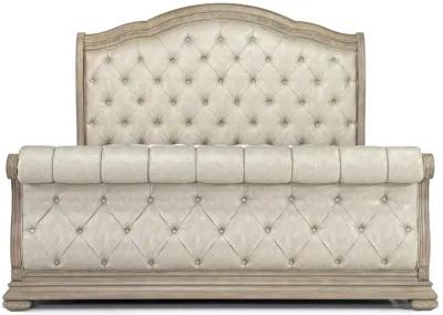 Durango Upholstered Sleigh Bed, Dresser & Mirror in Fawn, CA King