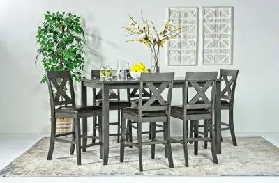 Palm Springs Counter Height Dining Table & 6 Stools in Gray