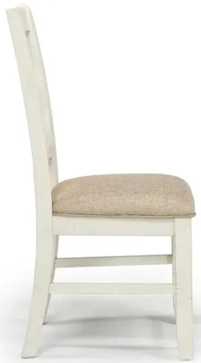 Stone Side Chair in White, Upholstered Harp