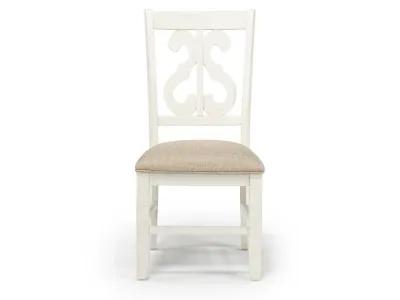 Stone Side Chair in White, Upholstered Harp