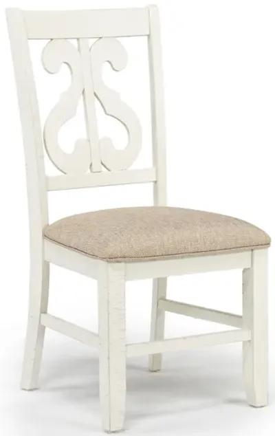 Stone Side Chair in White, Upholstered Harp