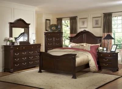 Emilie Panel Bed, Dresser, Mirror & Nightstand in Brown, CA King