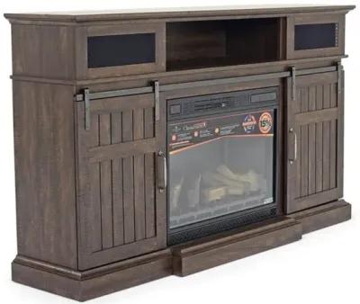 Manning Bluetooth Console w/ Fireplace Insert in Brown, 68 Inch