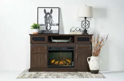 Manning Bluetooth Console w/ Fireplace Insert in Brown, 68 Inch